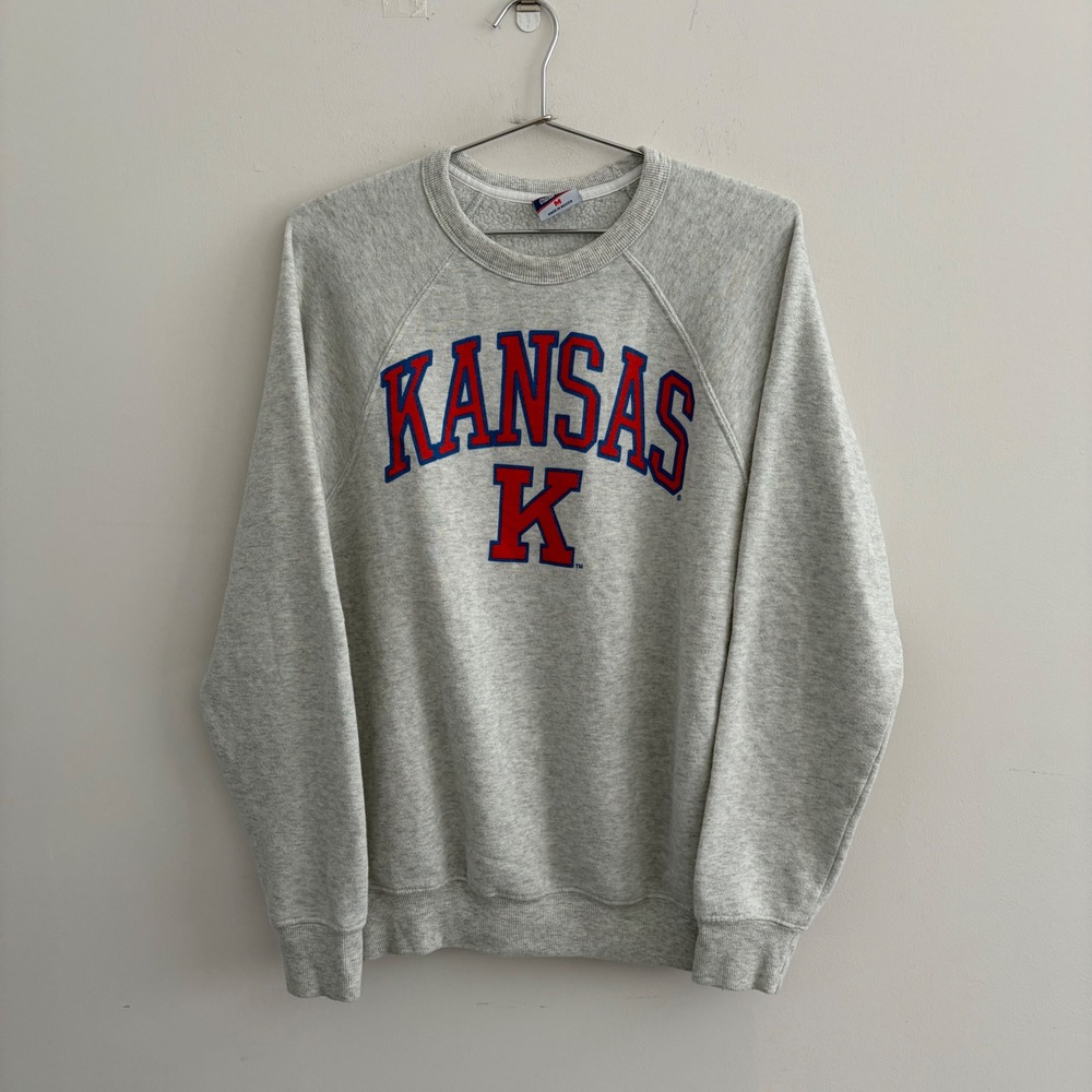 Charlie Hustle Kansas Jayhawks University Fleece Sweatshirt Gray Medium